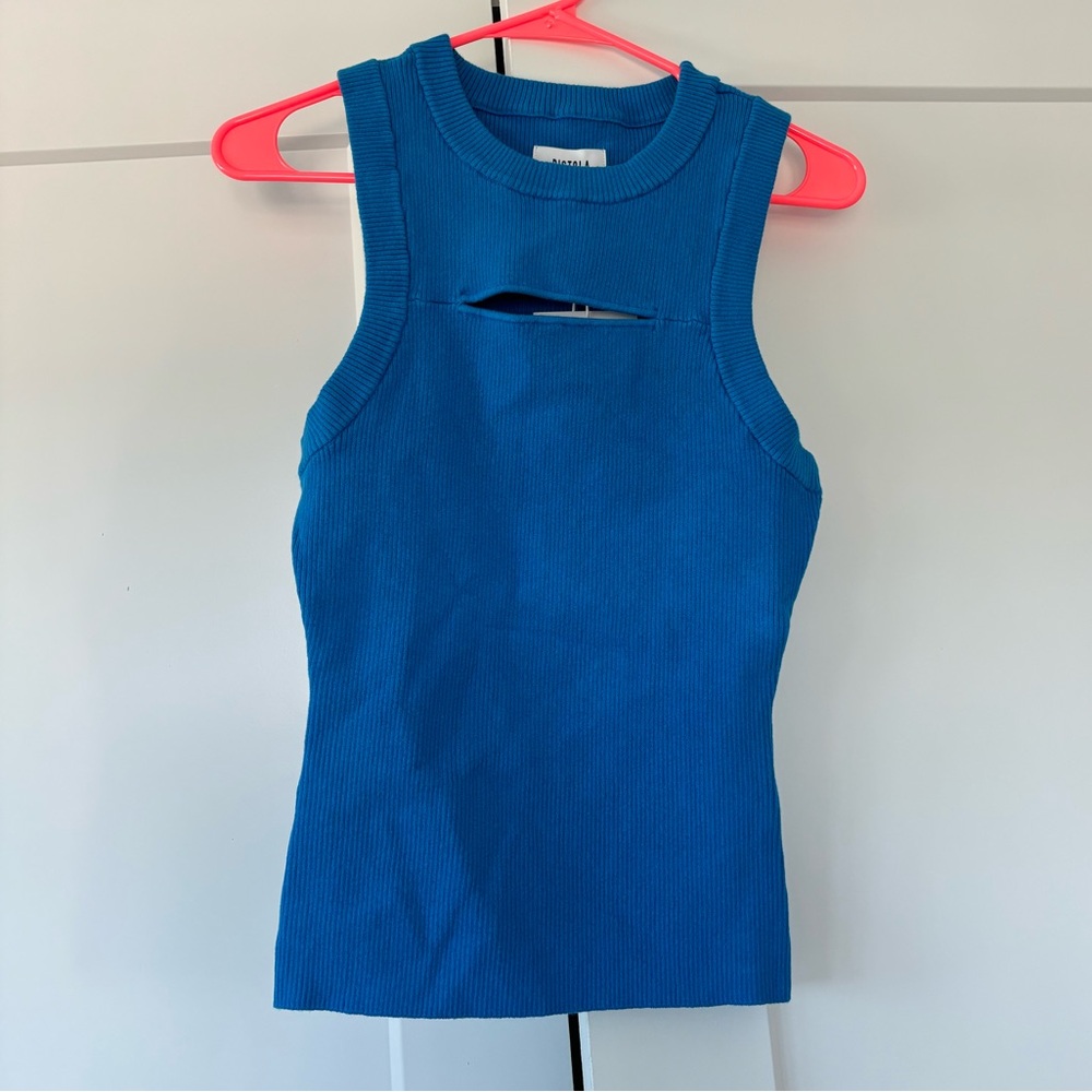 Pistola dark blue cut out tank top. NWT